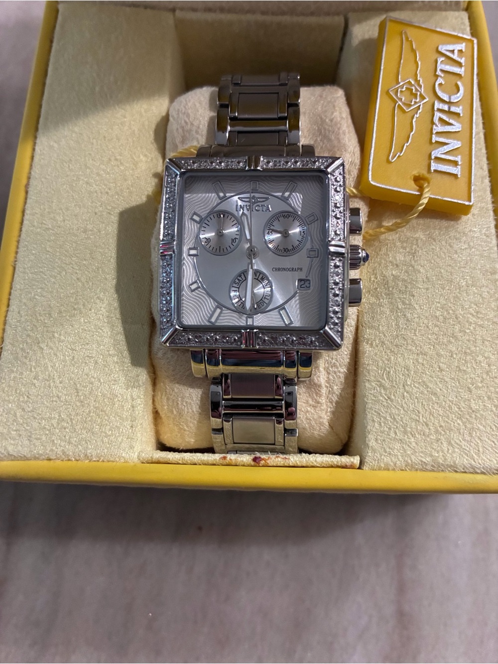 Invicta 5377 Wildflower Stainless Steel Square Chronograph Bracelet Watch - Picture 2 of 7